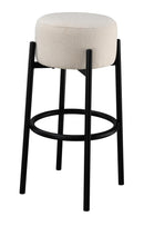 Leonard Upholstered Backless Round Stools White and Black (Set of 2) - NY Furniture Direct (NY)