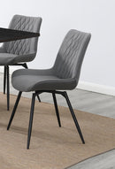 Diggs Upholstered Tufted Swivel Dining Chairs Grey and Gunmetal (Set of 2) - NY Furniture Direct (NY)