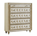Antonella 5-drawer Upholstered Chest Ivory and Camel - NY Furniture Direct (NY)