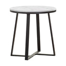 Hugo Metal Base Round End Table White and Matte Black - NY Furniture Direct (NY)