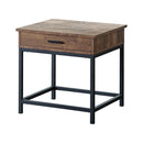 Byers Square 1-drawer End Table Brown Oak and Sandy Black - NY Furniture Direct (NY)