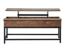 Byers Black Coffee Table with Hidden Storage Brown Oak and Sandy Black - NY Furniture Direct (NY)