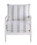 Blanchett Upholstered Accent Chair with Spindle Accent White and Navy - NY Furniture Direct (NY)