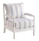 Blanchett Upholstered Accent Chair with Spindle Accent White and Navy - NY Furniture Direct (NY)