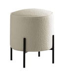 Basye Round Upholstered Ottoman Beige and Matte Black - NY Furniture Direct (NY)