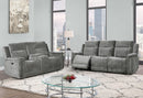U1797 DARK GREY POWER RECLINING SOFA / POWER CONSOLE RECLINING LOVESEAT