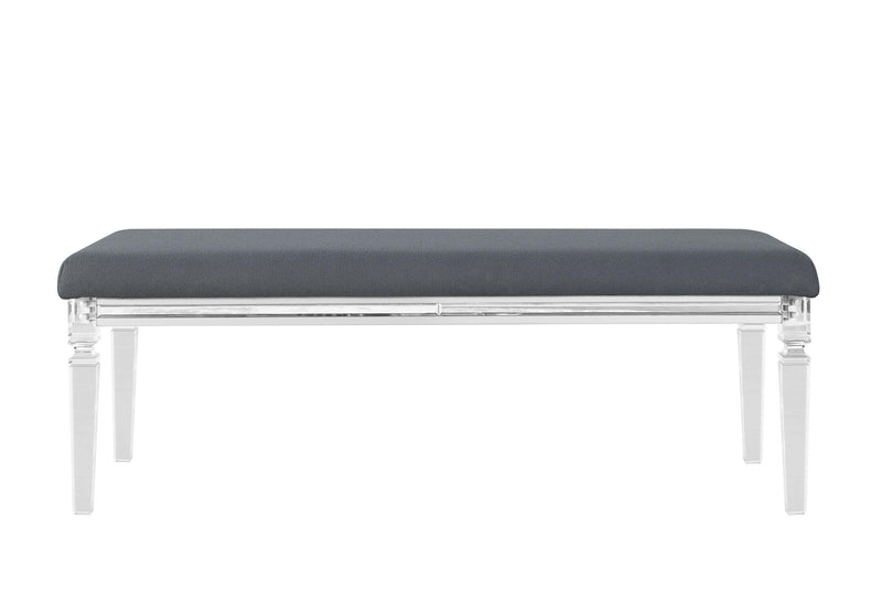 CALEB SILVER BENCH WITH ACRYLIC LEGS