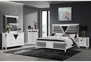 MARCO METALLIC WHITE QUEEN BED GROUP WITH LED 3D MIRROR