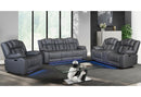 U7068 GREY 10 POWER RECLINING SOFA/POWER CONSOLE RECLINING LOVESEAT WITH LED