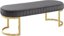 Lemar Grey Velvet Bench - NY Furniture Direct (NY)