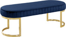 Lemar Navy Velvet Bench - NY Furniture Direct (NY)