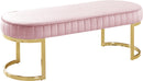 Lemar Pink Velvet Bench - NY Furniture Direct (NY)