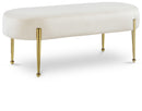 Gia Cream Velvet Bench - NY Furniture Direct (NY)