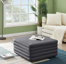 Lorenzo Grey Velvet Ottoman - NY Furniture Direct (NY)