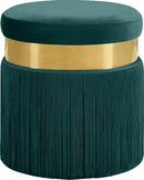 Yasmine Green Velvet Ottoman/Stool