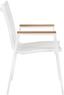 Nizuc White Mesh Waterproof Fabric Outdoor Patio Aluminum Mesh Dining Arm Chair - NY Furniture Direct (NY)