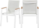 Nizuc White Mesh Waterproof Fabric Outdoor Patio Aluminum Mesh Dining Arm Chair - NY Furniture Direct (NY)