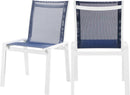 Nizuc Navy Mesh Waterproof Fabric Outdoor Patio Aluminum Mesh Dining Chair - NY Furniture Direct (NY)