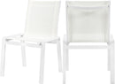 Nizuc White Mesh Waterproof Fabric Outdoor Patio Aluminum Mesh Dining Chair
