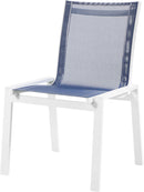 Nizuc Navy Mesh Waterproof Fabric Outdoor Patio Aluminum Mesh Dining Chair - NY Furniture Direct (NY)