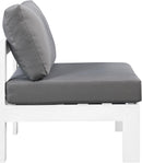 Nizuc Grey Waterproof Fabric Outdoor Patio Aluminum Armless Chair - NY Furniture Direct (NY)