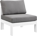 Nizuc Grey Waterproof Fabric Outdoor Patio Aluminum Armless Chair - NY Furniture Direct (NY)