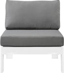 Nizuc Grey Waterproof Fabric Outdoor Patio Aluminum Armless Chair - NY Furniture Direct (NY)