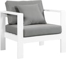 Nizuc Grey Waterproof Fabric Outdoor Patio Aluminum Arm Chair - NY Furniture Direct (NY)