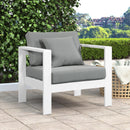 Nizuc Grey Waterproof Fabric Outdoor Patio Aluminum Arm Chair - NY Furniture Direct (NY)