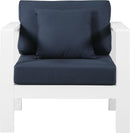 Nizuc Navy Waterproof Fabric Outdoor Patio Aluminum Arm Chair - NY Furniture Direct (NY)