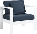 Nizuc Navy Waterproof Fabric Outdoor Patio Aluminum Arm Chair - NY Furniture Direct (NY)