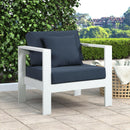 Nizuc Navy Waterproof Fabric Outdoor Patio Aluminum Arm Chair - NY Furniture Direct (NY)