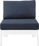 Nizuc Navy Waterproof Fabric Outdoor Patio Aluminum Armless Chair - NY Furniture Direct (NY)