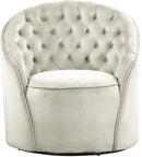 Alessio Cream Velvet Accent Chair - NY Furniture Direct (NY)