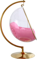 Luna Pink Fabric Acrylic Swing Bubble Accent Chair (2 Boxes) - NY Furniture Direct (NY)