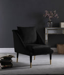 Elegante Black Velvet Accent Chair - NY Furniture Direct (NY)