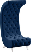 Crescent Navy Velvet Accent Chair