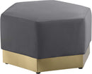 Marquis Grey Velvet Ottoman - NY Furniture Direct (NY)