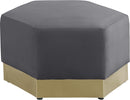 Marquis Grey Velvet Ottoman - NY Furniture Direct (NY)