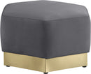 Marquis Grey Velvet Ottoman - NY Furniture Direct (NY)
