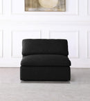 Serene Black Linen Fabric Deluxe Cloud Armless Chair - NY Furniture Direct (NY)