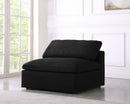 Serene Black Linen Fabric Deluxe Cloud Armless Chair - NY Furniture Direct (NY)