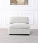 Serene Cream Linen Fabric Deluxe Cloud Armless Chair - NY Furniture Direct (NY)