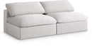 Serene Cream Linen Fabric Deluxe Cloud Modular Armless Sofa - NY Furniture Direct (NY)