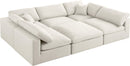 Serene Cream Linen Fabric Deluxe Cloud Modular Sectional - NY Furniture Direct (NY)