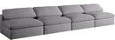 Serene Grey Linen Fabric Deluxe Cloud Modular Armless Sofa - NY Furniture Direct (NY)
