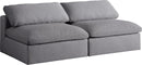 Serene Grey Linen Fabric Deluxe Cloud Modular Armless Sofa - NY Furniture Direct (NY)