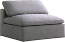 Serene Grey Linen Fabric Deluxe Cloud Armless Chair - NY Furniture Direct (NY)