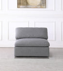 Serene Grey Linen Fabric Deluxe Cloud Armless Chair - NY Furniture Direct (NY)