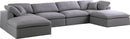 Serene Grey Linen Fabric Deluxe Cloud Modular Sectional - NY Furniture Direct (NY)